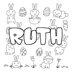 Coloring page first name RUTH - Easter background