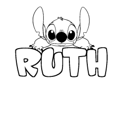 Coloring page first name RUTH - Stitch background