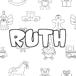 Coloring page first name RUTH - Toys background