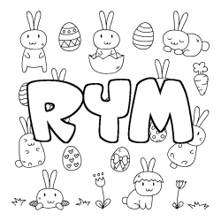 Coloring page first name RYM - Easter background