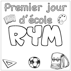 Coloring page first name RYM - School First day background