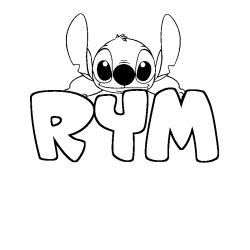 Coloring page first name RYM - Stitch background