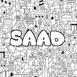 Coloring page first name SAAD - City background