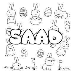 Coloring page first name SAAD - Easter background