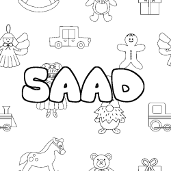 Coloring page first name SAAD - Toys background