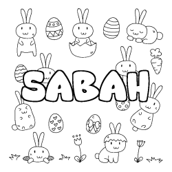 Coloring page first name SABAH - Easter background