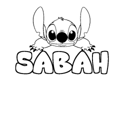 Coloring page first name SABAH - Stitch background