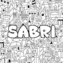 Coloring page first name SABRI - City background