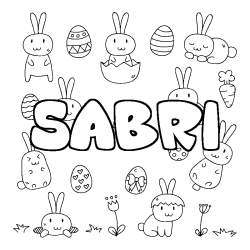 Coloring page first name SABRI - Easter background
