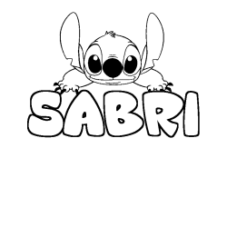 Coloring page first name SABRI - Stitch background