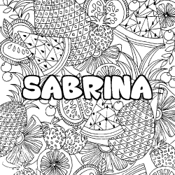 Coloring page first name SABRINA - Fruits mandala background