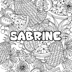 Coloring page first name SABRINE - Fruits mandala background