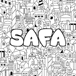 Coloring page first name SAFA - City background