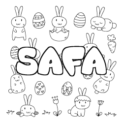 Coloring page first name SAFA - Easter background