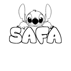 Coloring page first name SAFA - Stitch background