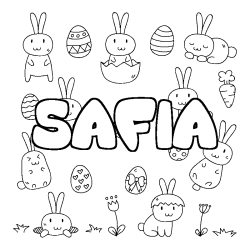 Coloring page first name SAFIA - Easter background