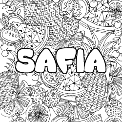 Coloring page first name SAFIA - Fruits mandala background