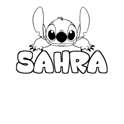 Coloring page first name SAHRA - Stitch background