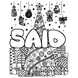 SAID - Christmas tree and presents background coloring