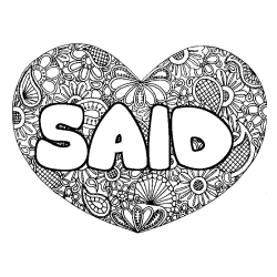 SAID - Heart mandala background coloring