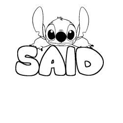 Coloring page first name SAID - Stitch background