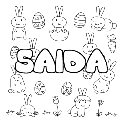 Coloring page first name SAIDA - Easter background