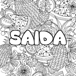 Coloring page first name SAIDA - Fruits mandala background