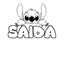 Coloring page first name SAIDA - Stitch background