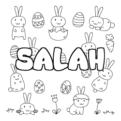 Coloring page first name SALAH - Easter background