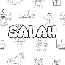 Coloring page first name SALAH - Toys background