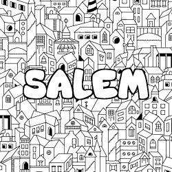Coloring page first name SALEM - City background