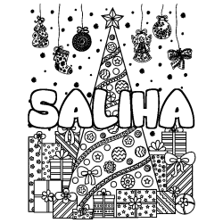 SALIHA - Christmas tree and presents background coloring