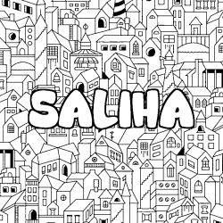 Coloring page first name SALIHA - City background