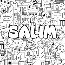 Coloring page first name SALIM - City background