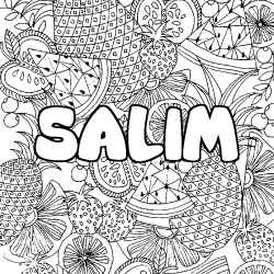 Coloring page first name SALIM - Fruits mandala background