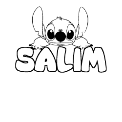 Coloring page first name SALIM - Stitch background