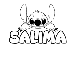 Coloring page first name SALIMA - Stitch background
