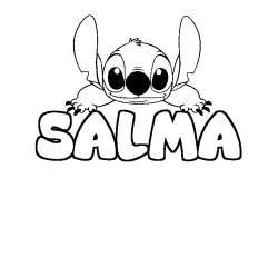 Coloring page first name SALMA - Stitch background