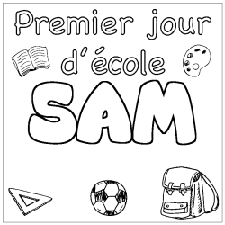 Coloring page first name SAM - School First day background