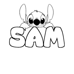 Coloring page first name SAM - Stitch background
