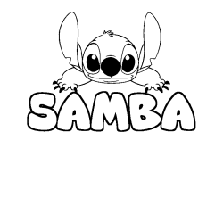 Coloring page first name SAMBA - Stitch background