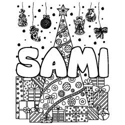 SAMI - Christmas tree and presents background coloring