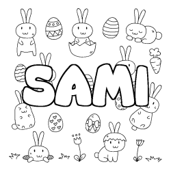Coloring page first name SAMI - Easter background