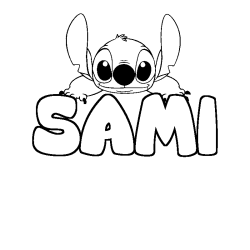 Coloring page first name SAMI - Stitch background