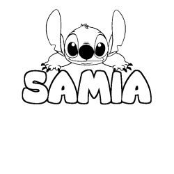 Coloring page first name SAMIA - Stitch background