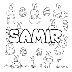 Coloring page first name SAMIR - Easter background