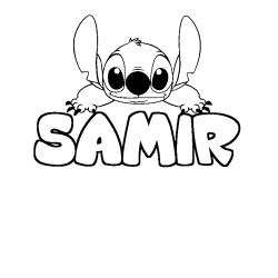 Coloring page first name SAMIR - Stitch background