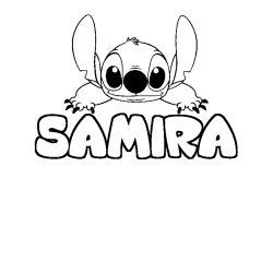 Coloring page first name SAMIRA - Stitch background
