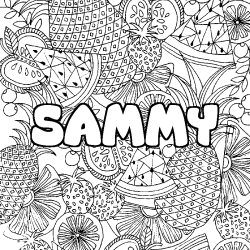 Coloring page first name SAMMY - Fruits mandala background