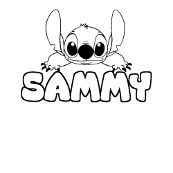 Coloring page first name SAMMY - Stitch background
